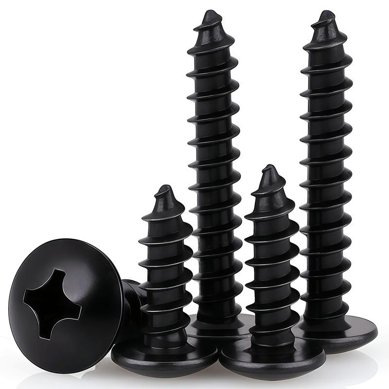 20-200pcs Black Carbon Steel Phillips Truss Head Screw M2.3 M2.6 M3 M3.5 M4 M5 M6 Cross Recessed Flat Head Self-Tapping Screws