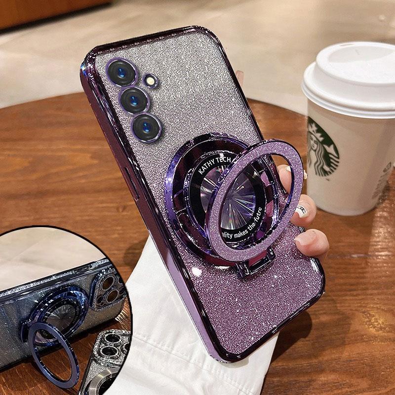 Samsung S24FE Case Luxury with Bracket Glitter Case For Samsung Galaxy A15 A25 A35 A24 A14 S23 Plus Note20 Ultra A52 Case Holder