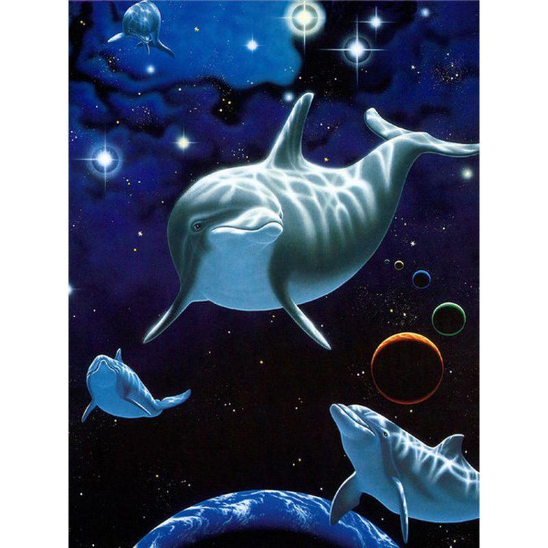 Round Diamond 5D DIY Diamond Painting "Space Planet Dolphin Waves" 3D Mosaic Embroidery Cross Stitch 5D Home Decoration