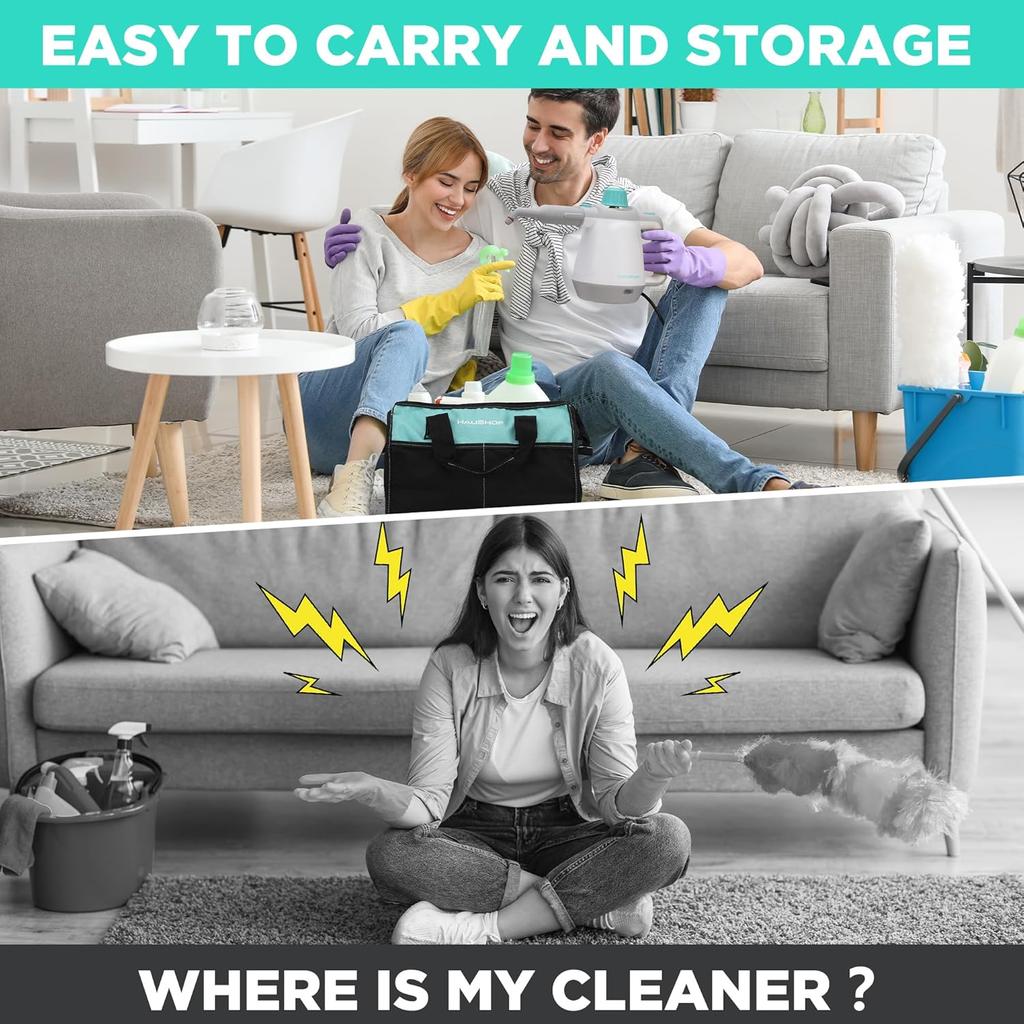 Ручной пароочиститель с 11 аксессуарами, многоцелевой для пола, автомобиля, обивки, затирки и жира