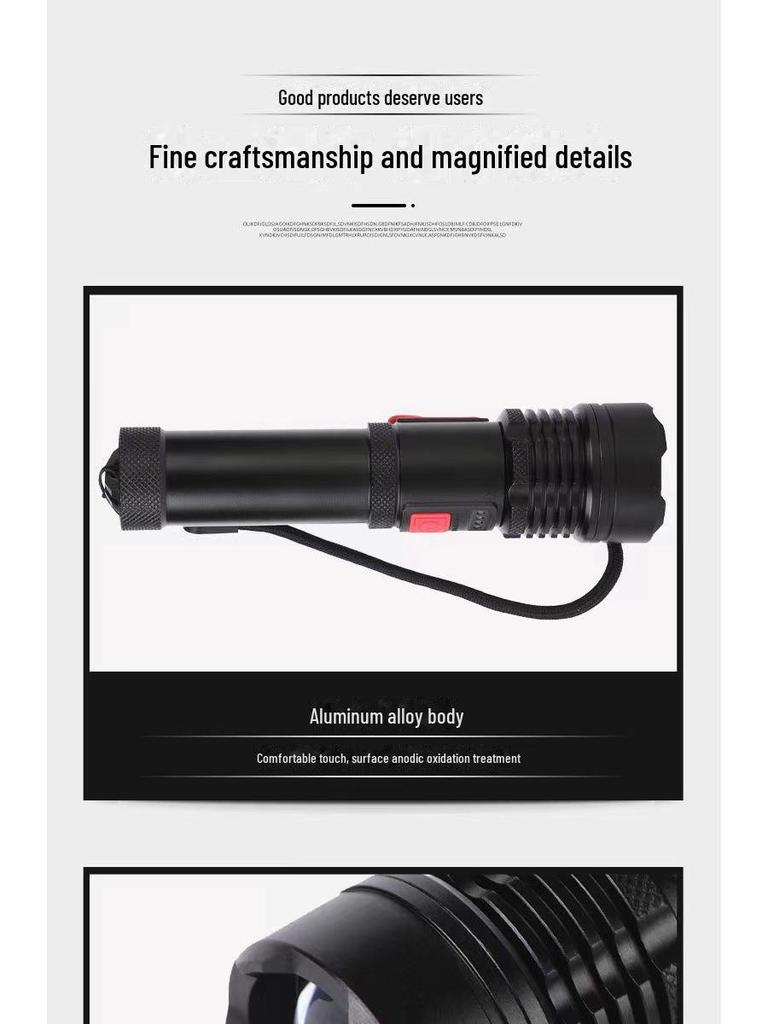 P50 Сверхъяркий Зум Фонарик: Высокомощный, Дальнобойный, Перезаряжаемый от USB, Портативный Ручной Фонарь для Активного Отдыха и Велоспорта