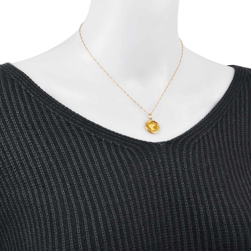 Кулон из чистого золота K24 в форме ангела с гравировкой, унисекс [Speranza] 1/25 унции