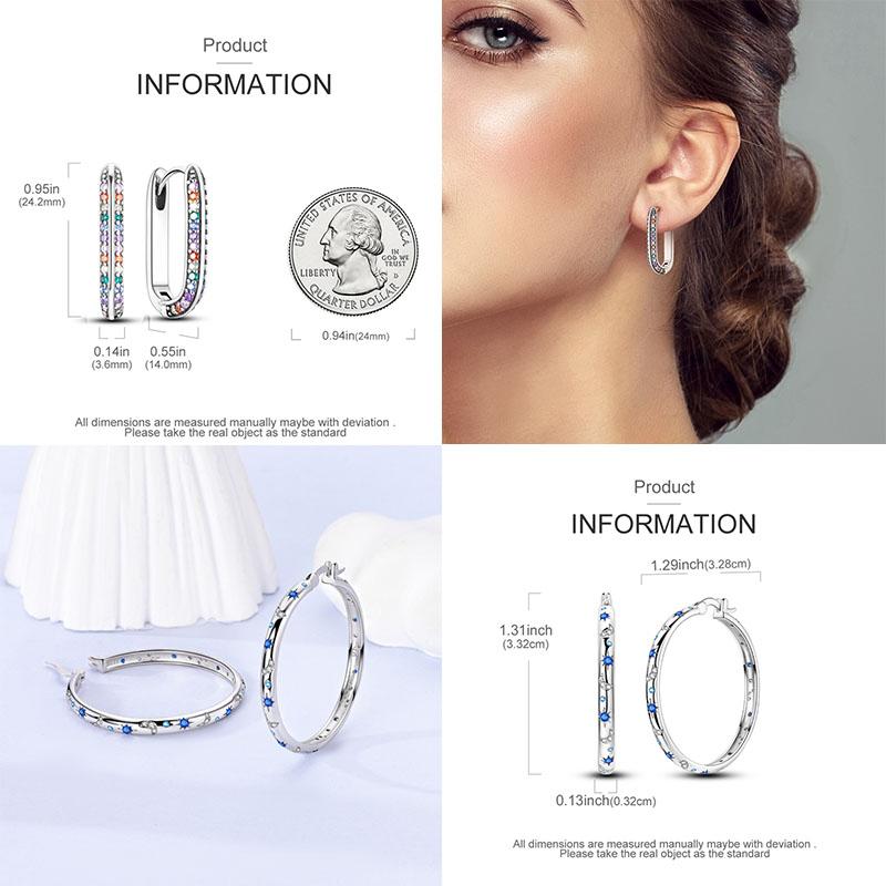 Original 925 Sterling Silver Colorful Gold Rose Gold Big Hoop Earrings For Women Collocation Wedding For Wife Girlfriend Gift