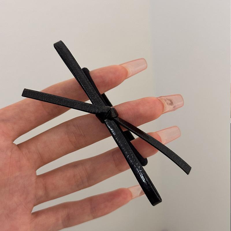 Нежные серебристые кожаные заколки-банты для волос, девичьи резинки для волос, милые резинки для низкого хвостика
