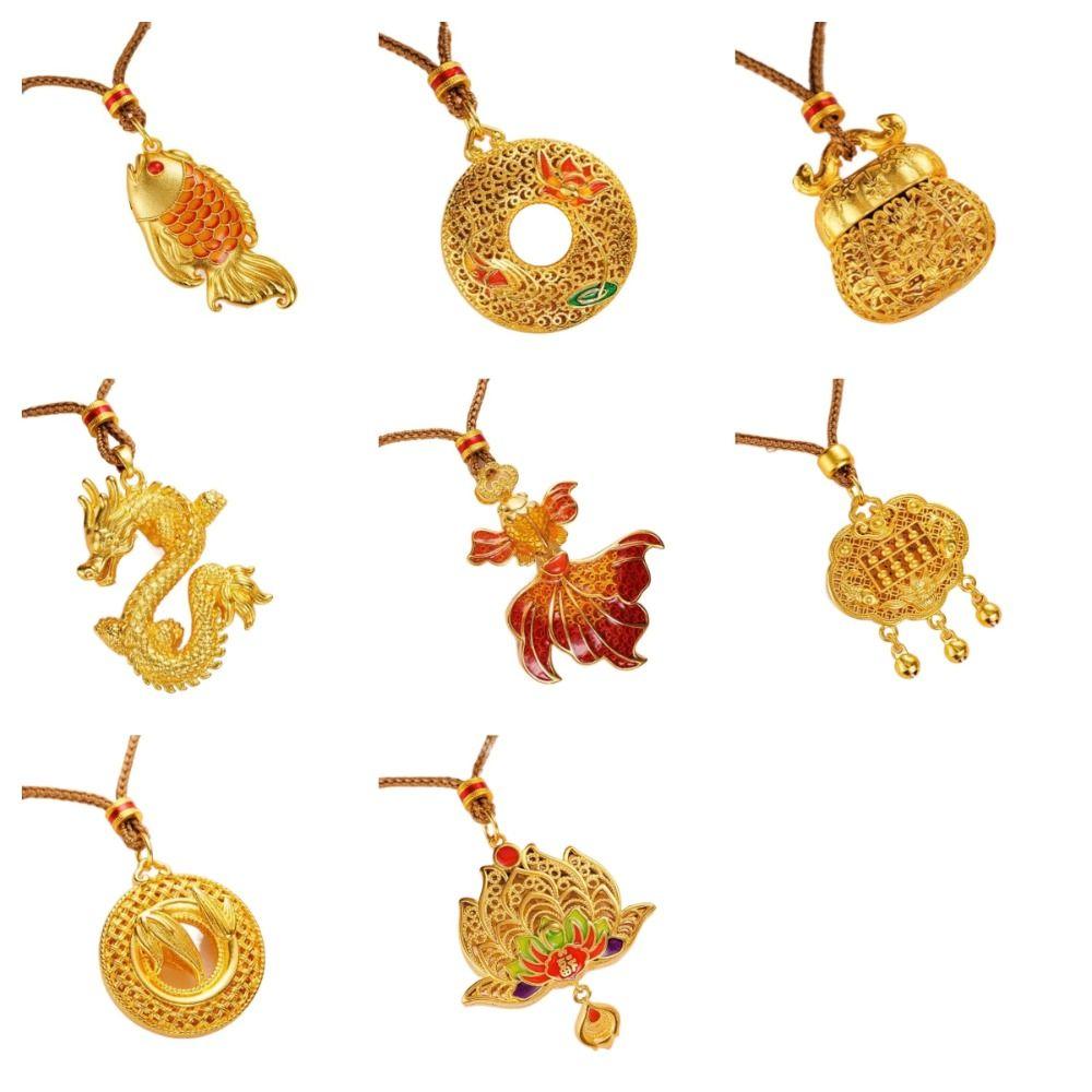Золотая Рыбка Дракон Подвеска Ожерелье Цветочное Ожерелье до Ключиц Ожерелье в Китайском Стиле Подарки