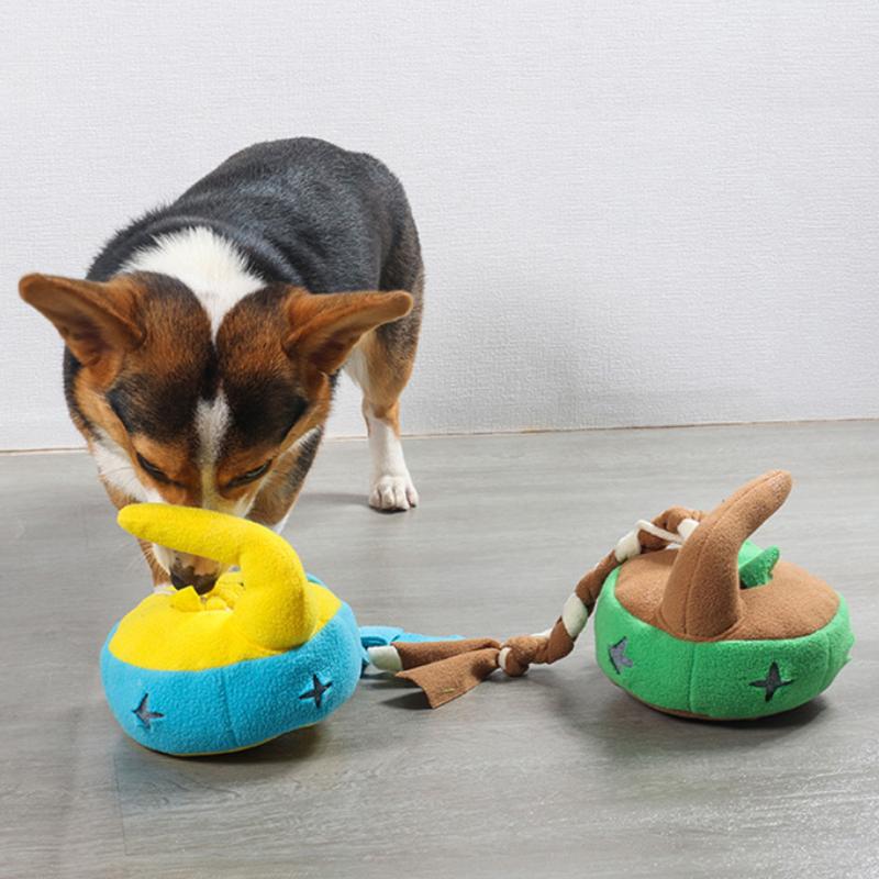 Интерактивные игрушки для собак Забавная игрушка для собак, издающая звуки Игрушка для жевания домашних животных, устойчивая к укусам Игрушка для собак в форме керлинга Игрушки для дрессировки щенков