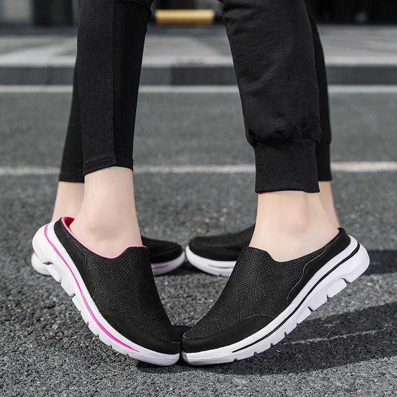 Men/Women's Interior Slippers Men's Half Slippers Summer Mesh Meter-breathable Men's Black Slippers