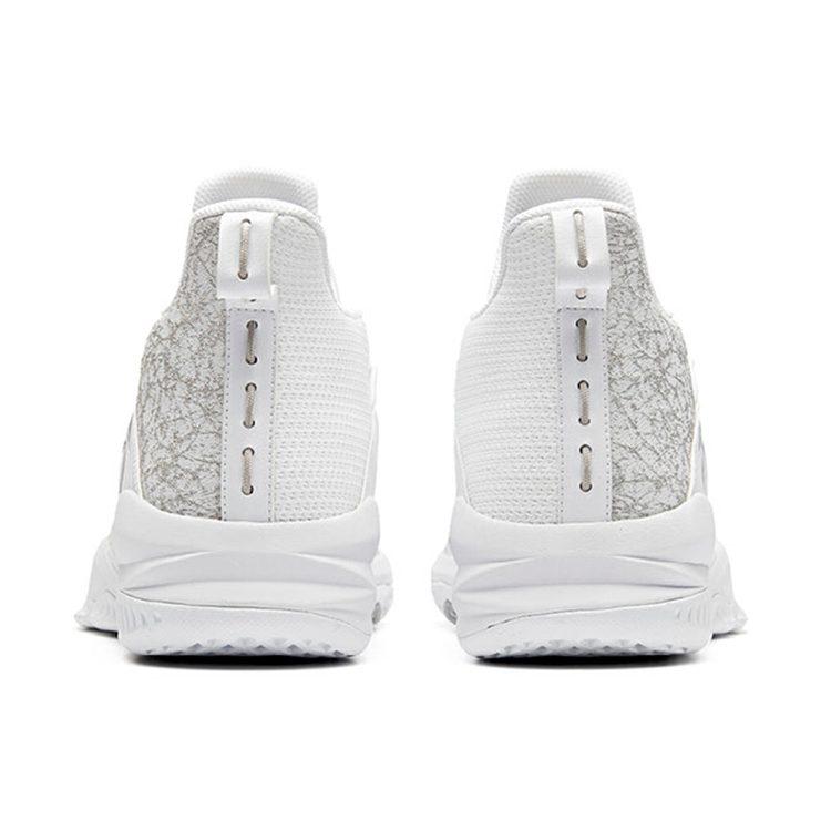 Anta Rhomboid Cushioning Anti-Slip And Wear-Resistant Mid-Top Basketball Shoes White Silver 912011186-2