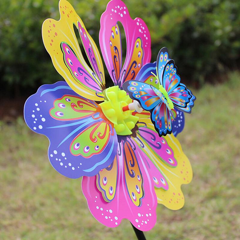 Butterfly Flower Windmill Colourful Wind Spinner Garden Yard Decoration Kids Toy