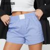 Модные лоскутные шорты в тонкую полоску, женские винтажные шорты со средней эластичной талией, повседневные пижамные штаны с карманами