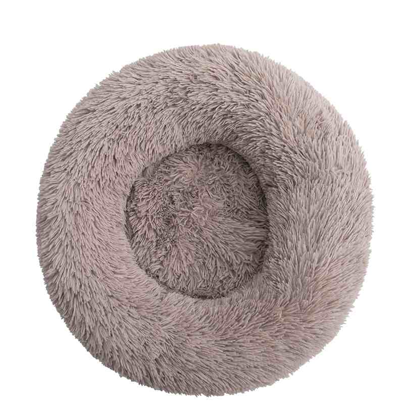 Fluffy Round Donuts Dog Bed Sofa Plush Couch for Small Cat Bed Soft Cozy Pet Mat in Beige Brown Gray Pink Blue Sizes S to XXXL