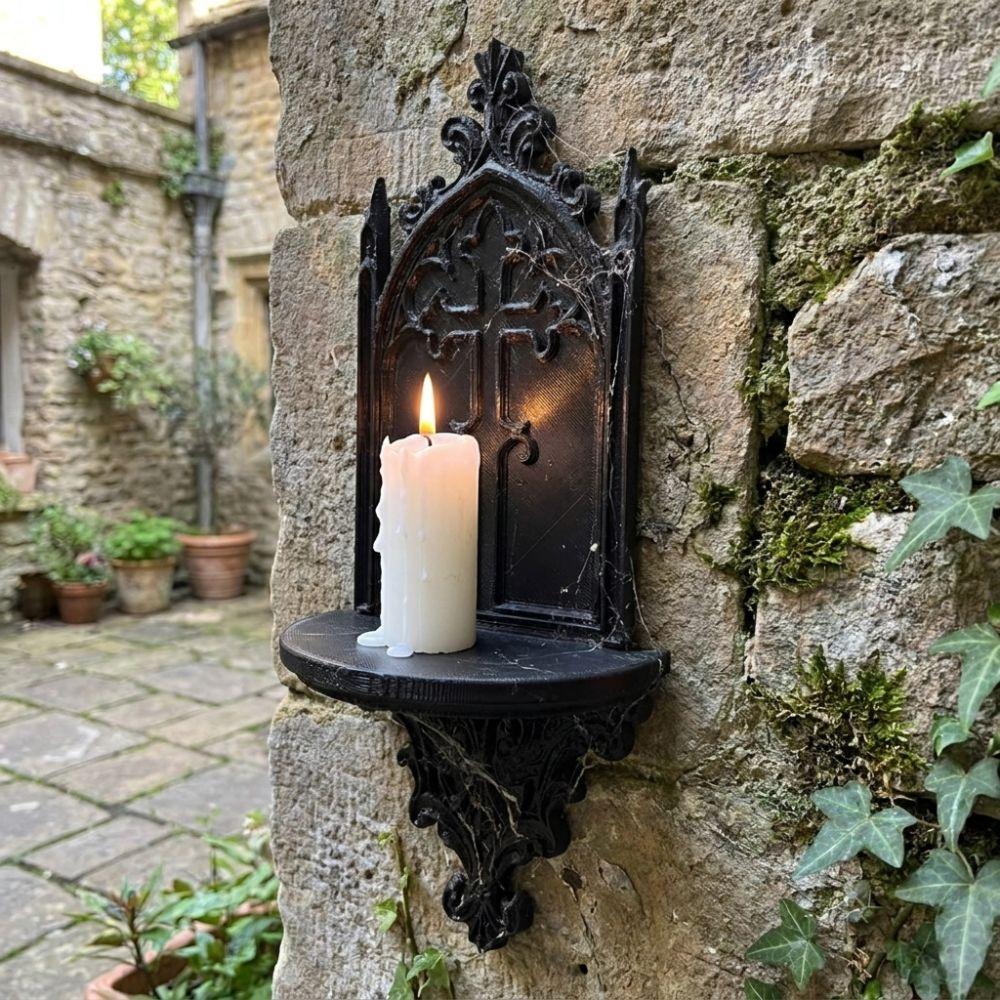 3D Printed Wall Mounted Candlestick Vintage Carved Floating Rack Wall Decorations Wall Decor