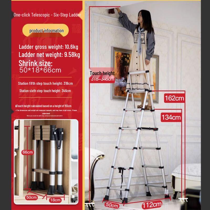 Midoli Telescopic A-Frame Aluminum Alloy Folding Ladder
