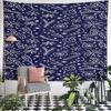 Festive Christmas Pattern on Dark Blue Pattern Wall Hanging Tapestry Decorative Tapestry Home Decor for Bedroom and Living Room