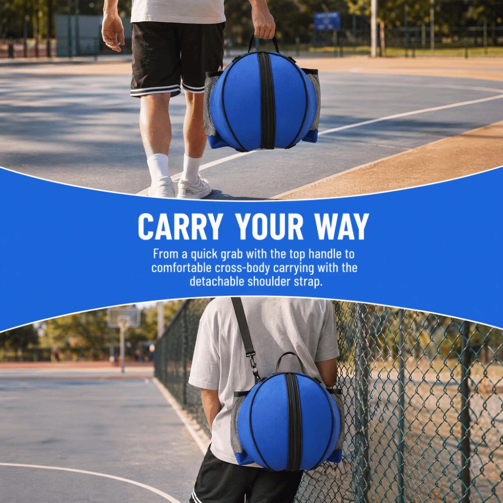 Round Basketball Bag Detachable Shoulder Strap Ball Storage Bag Volleyball Carrying