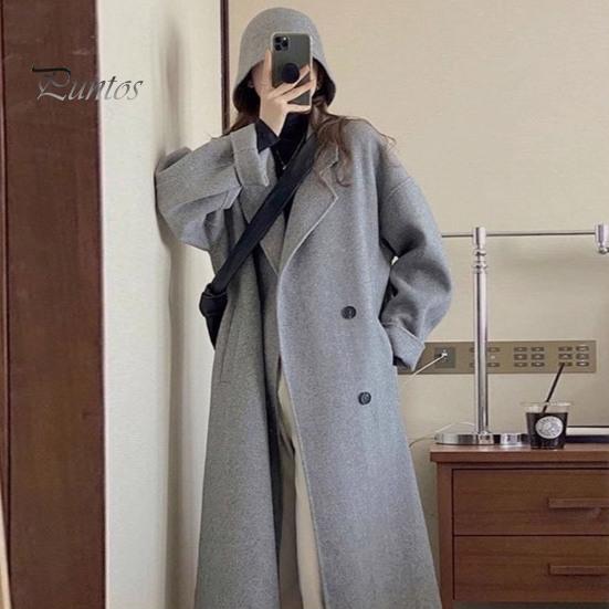 Женское зимнее пальто, двубортное, с отложным воротником, длинными рукавами, на пуговицах, свободный кардиган, шерстяное пальто средней длины для активного отдыха