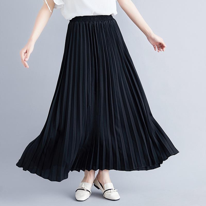10 цветов, осенне-зимняя повседневная плиссированная юбка большого размера для женщин, юбка средней длины с высокой талией и юбкой на эластичной талии