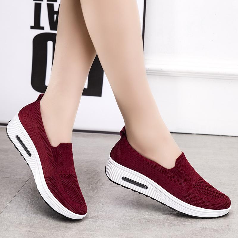 Shoes Women's 2025 Spring New Platform Rocking Shoes Large Size Fly-woven Casual Shoes Lazy One-pedal Cloth Shoes
