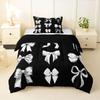Erosebridal Blue Bow Bedding Set Twin Size - Teen Girl Coquette Bow Comforter Set for Kids Preteen Preppy Trendy Modern Bows Quilt Sets Blue