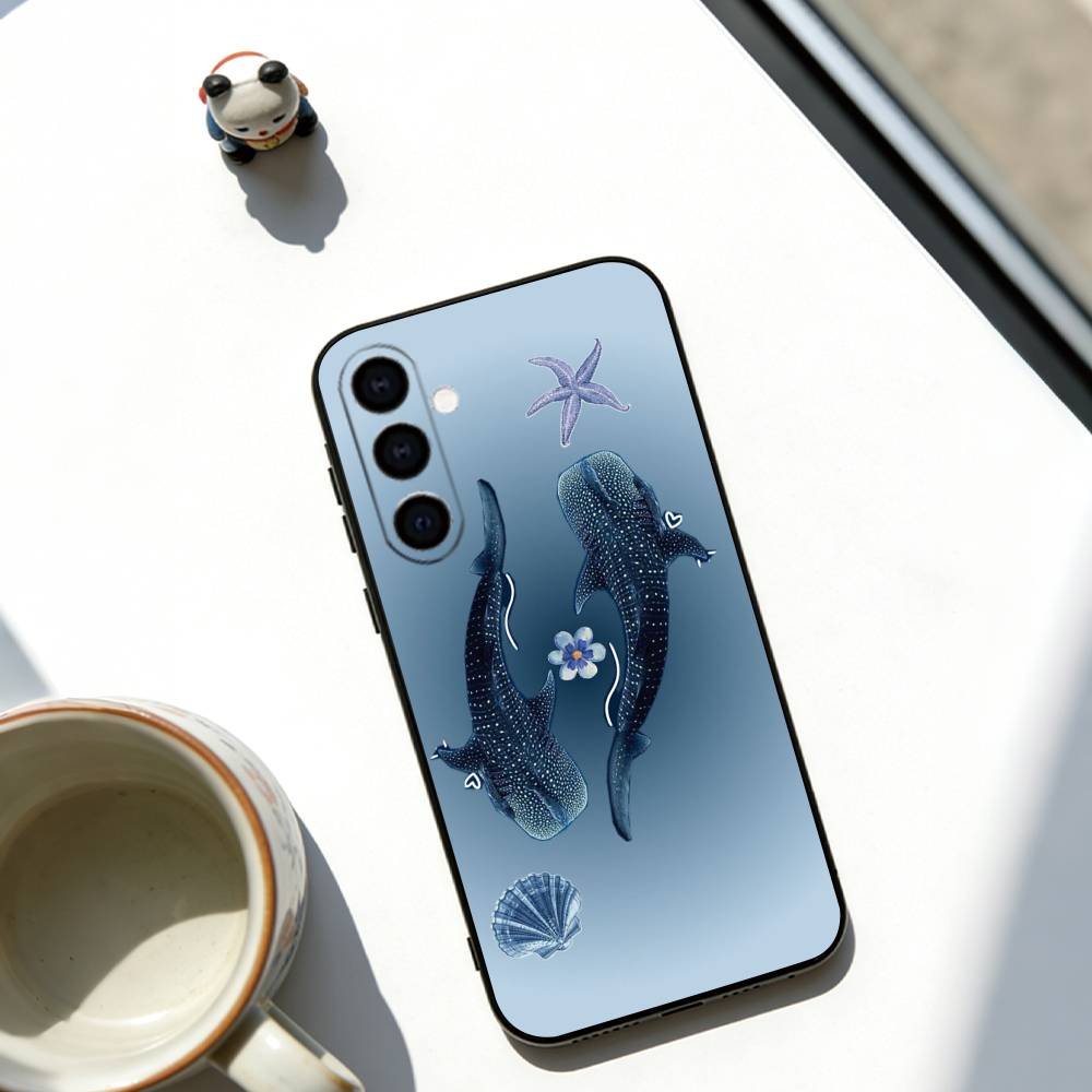 Whale Pattern Phone Case For Samsung Galaxy A73,A72,A71,A70,A53,A52,A51,Others Soft Black Cover