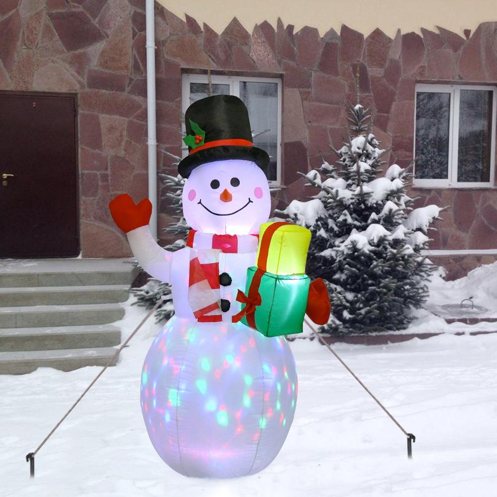 Christmas Inflatable Snowman 1.5m LED Illuminated Light Lantern Model Colorful Rotate Airblown Dolls Toys for Home Party Decor