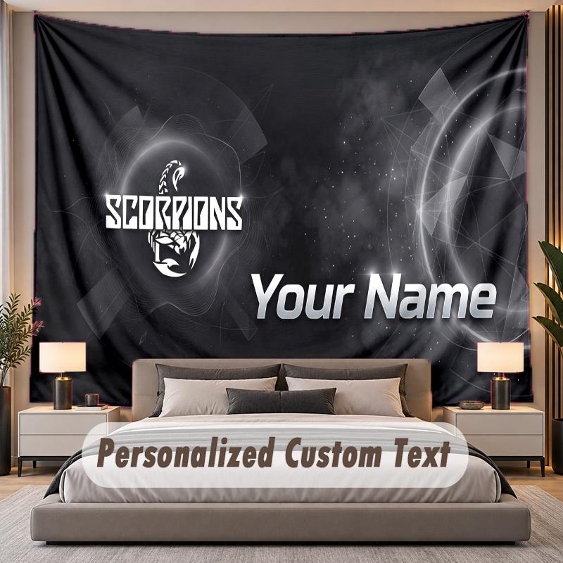 Custom Name Text Tapestry Scorpions Personalized Polyester Wall Tapestry For Bedroom And Room