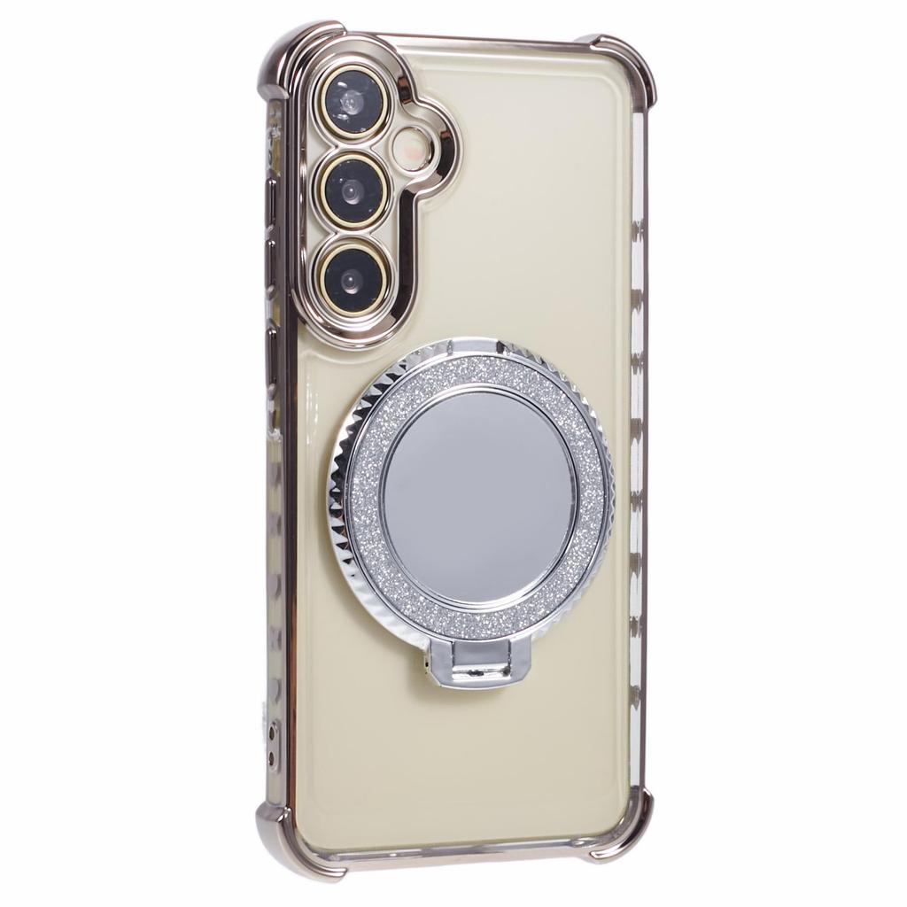 For Samsung Galaxy A35 5G Side Heart Pattern Case Kickstand TPU Phone Cover with Mirror