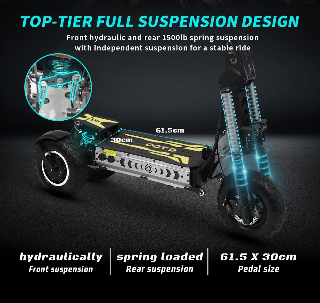 OOTD T30 Электросамокат 3200 Вт Двухмоторный 60 В 31,2 Ач Гидравлический тормоз Электрический самокат 13" Внедорожная шина Гидравлическая подвеска Электросамокаты