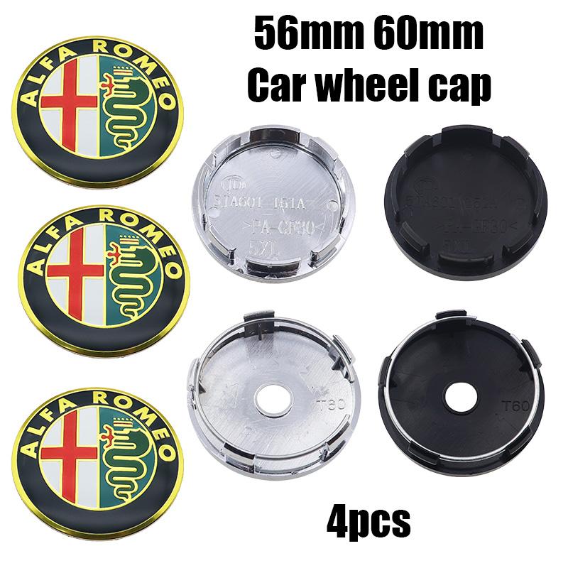 NWHCY1 4pcs 56mm 60mm alfa romeo 3D Car emblem Wheel Center Hub auto Rim refit dust-proof badge covers cap styling accessories