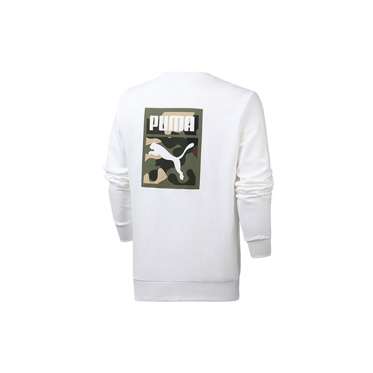 Puma Camo Logo Print Crewneck Sweatshirt Men Tops White 578884-02