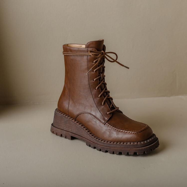 Модные новые ботильоны на платформе из спилковой кожи, женские ботинки с круглым носком, короткие ботинки из овчины для женщин, на высоком каблуке, зимние ботфорты до колена для женщин