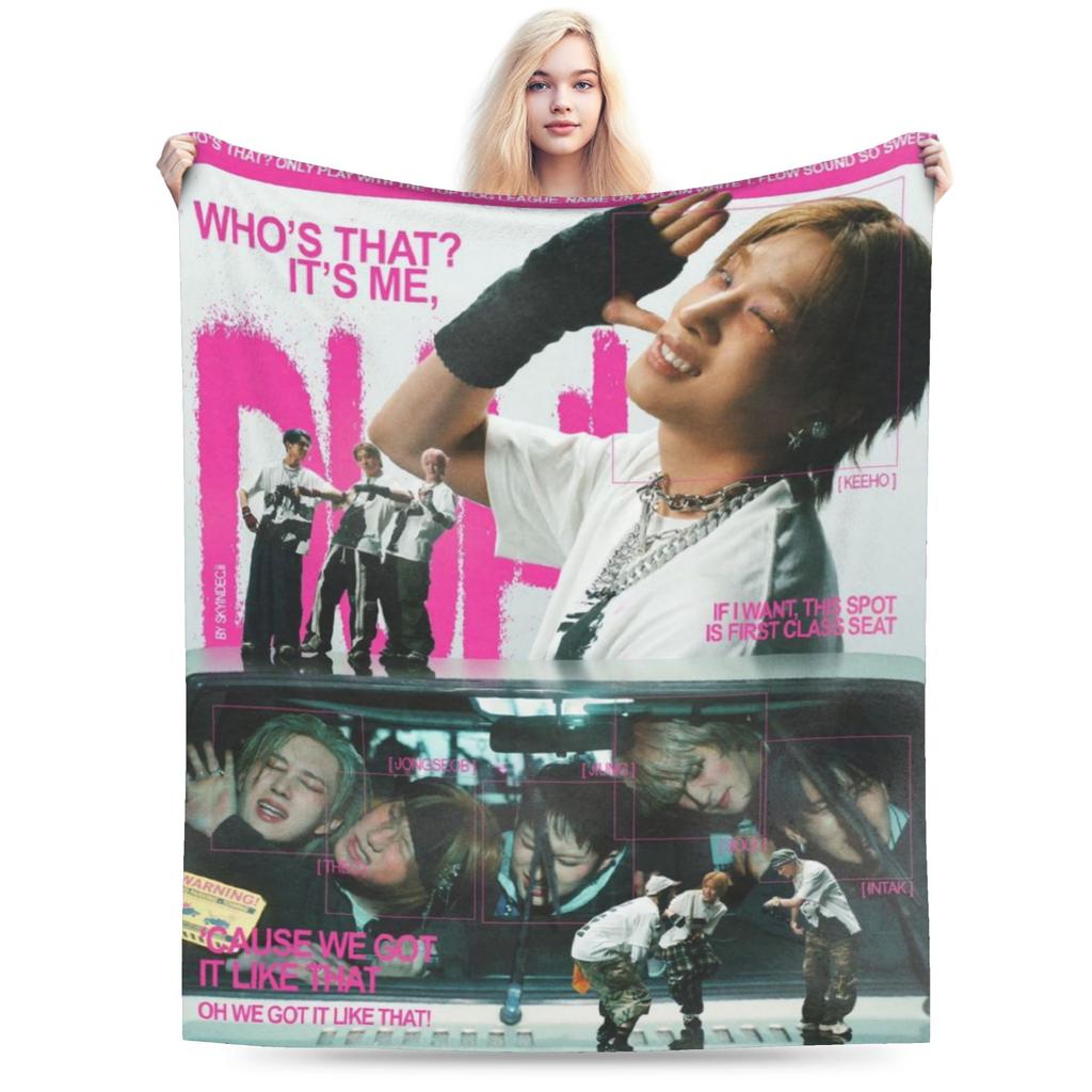 DUH! P1Harmony Kpop Music Album Blanket Fleece Relax Lightweight Thin Throw Blankets for Bedding Plush Thin Quilt