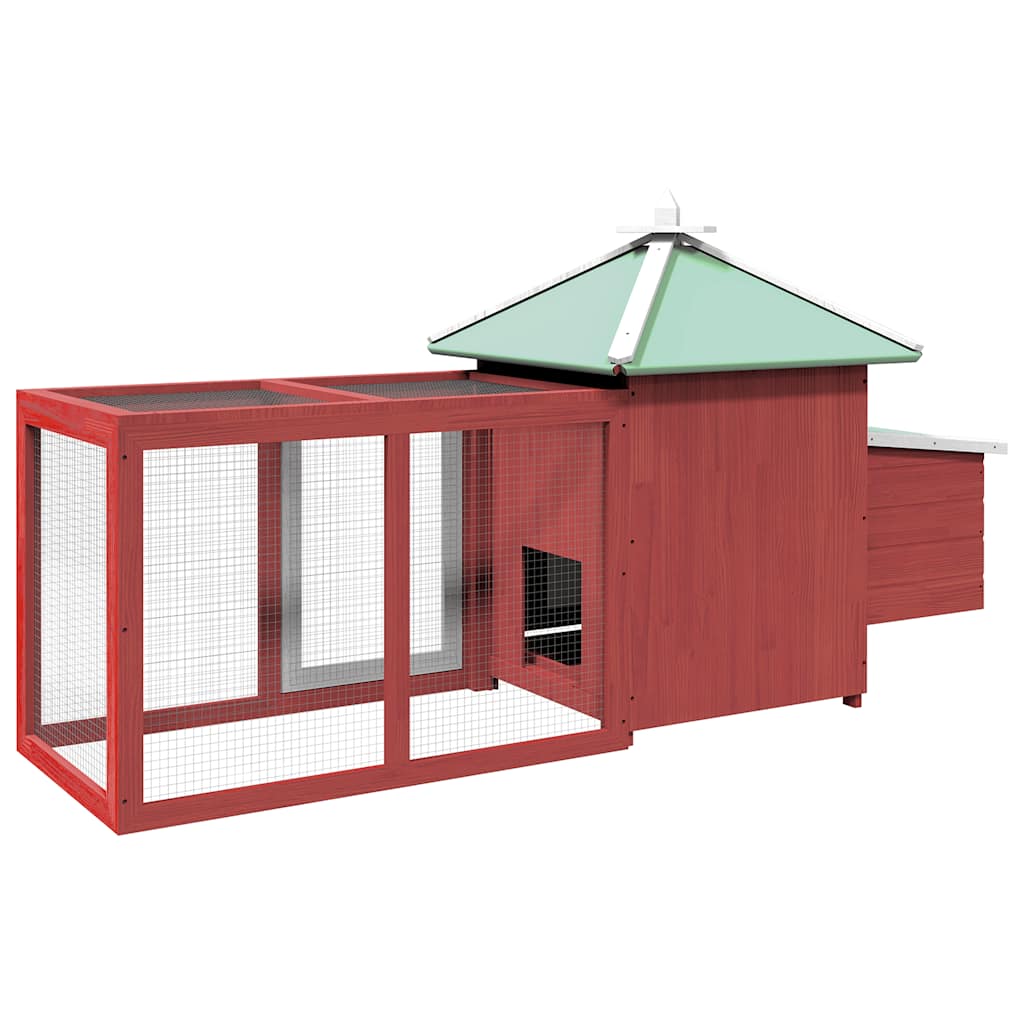 Chicken Coop with Nesting Box Red 190 x 72 x 102 cm Pine Solid Wood