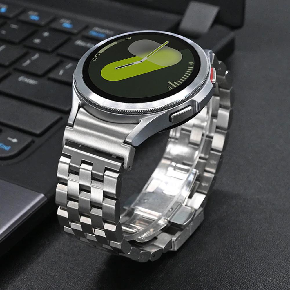 Беззазорный ремешок из нержавеющей стали для Samsung Galaxy Watch 7 44мм 40мм 6 4 Classic 42 46мм 43 47мм 5 pro 45мм FE Браслет с изогнутым концом