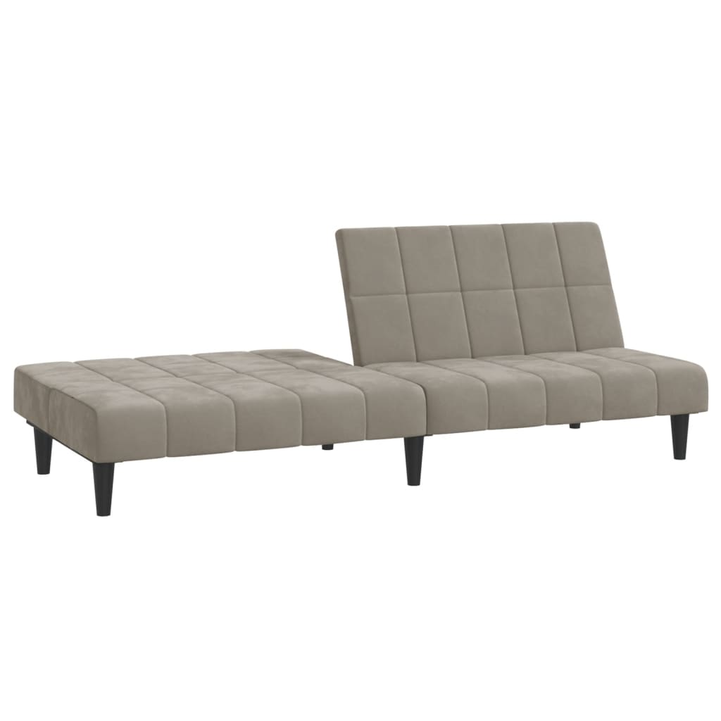 2 Seater Sofa Bed Light Gray Velvet