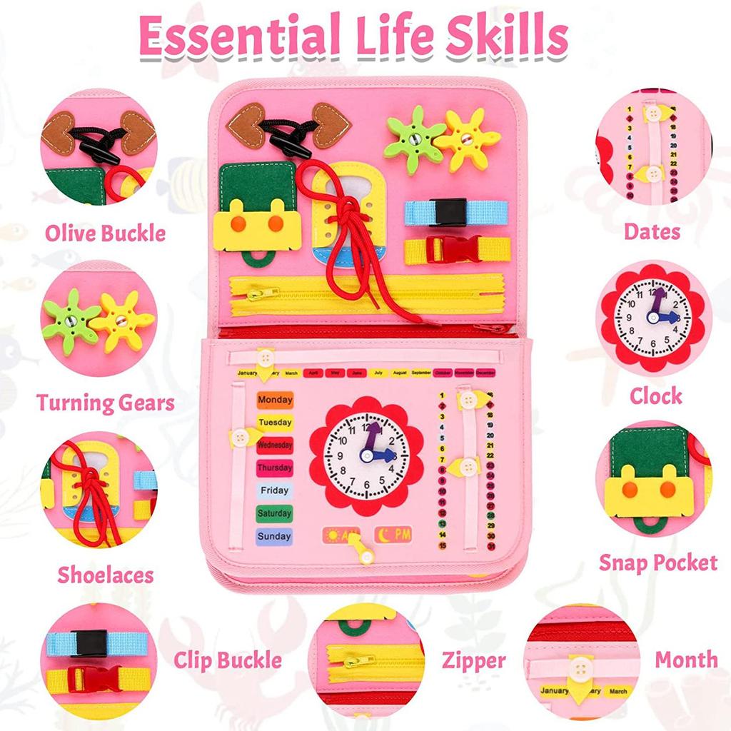 Skills Learning Board Busy Board Montessori Toys for Toddlers Busy Board Preschool Educational Toys Travel Activities Alphabet Fine Motor Skills