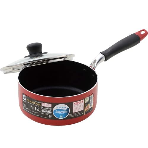 Bestco IH Saucepan with Glass Lid, 18cm, Red, ND-9458, Moderna