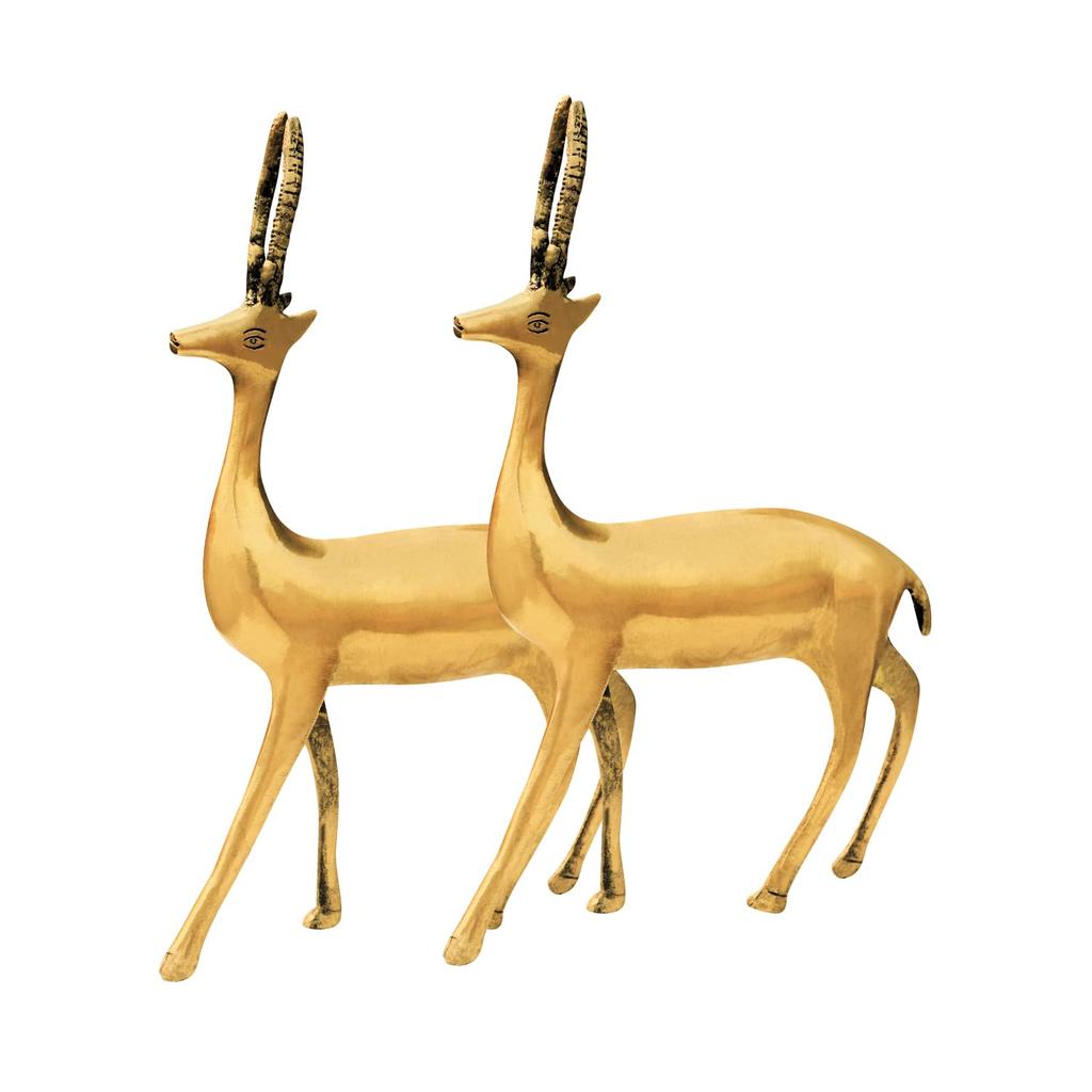 Pure Brass Deer Pair, Vastu Statue For Home & Office, Religious Idol - 22 Cm