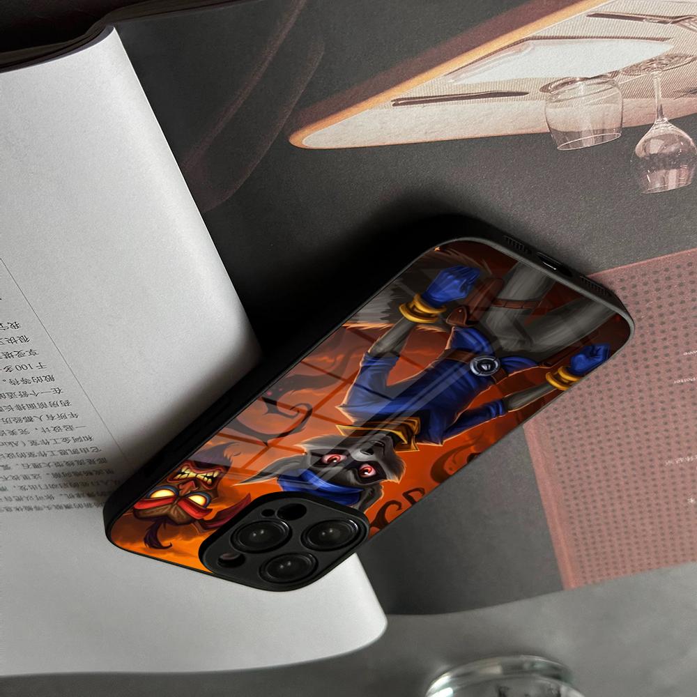 Чехол для телефона Закаленное стекло Для IPhone 17 15 16 14 12 13 11 Pro XS Max Plus Mini Чехол Sly Cooper