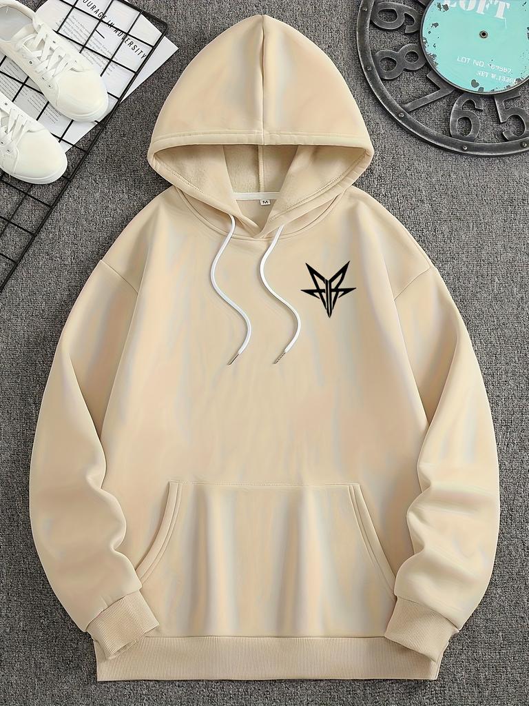 Men's Autumn/Winter Letter Print Hooded Sweatshirt, Multifunctional Sports Casual Loose Fit Hoodie, Suitable for Youth Sports Wear