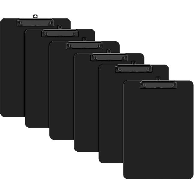 Plastic Clipboard Set of 2, 12.5 x 9'' Letter Size for Classroom, Students, Teacher, Nurse, A4 Black 8.5 x 11'' Clip Board with Low Profile Black
