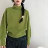 Autumn and Winter Korean Casual Solid Color High Collar Sweater Warm Knitted Sweater Top Women's Clothing