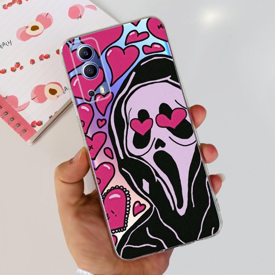 For Vivo Y72 5G Y52 5G Y75s 5G Phone Mask Back Cover 2024 New Fashion Stylish Clear Pattern Coques For Vivo V2041 2053 Soft Case