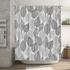 1 Piece Grey Leaf Pattern Shower Curtain With Hooks, Polyester Fabric Bathroom Divider, Modern Home Room Decor Accessory