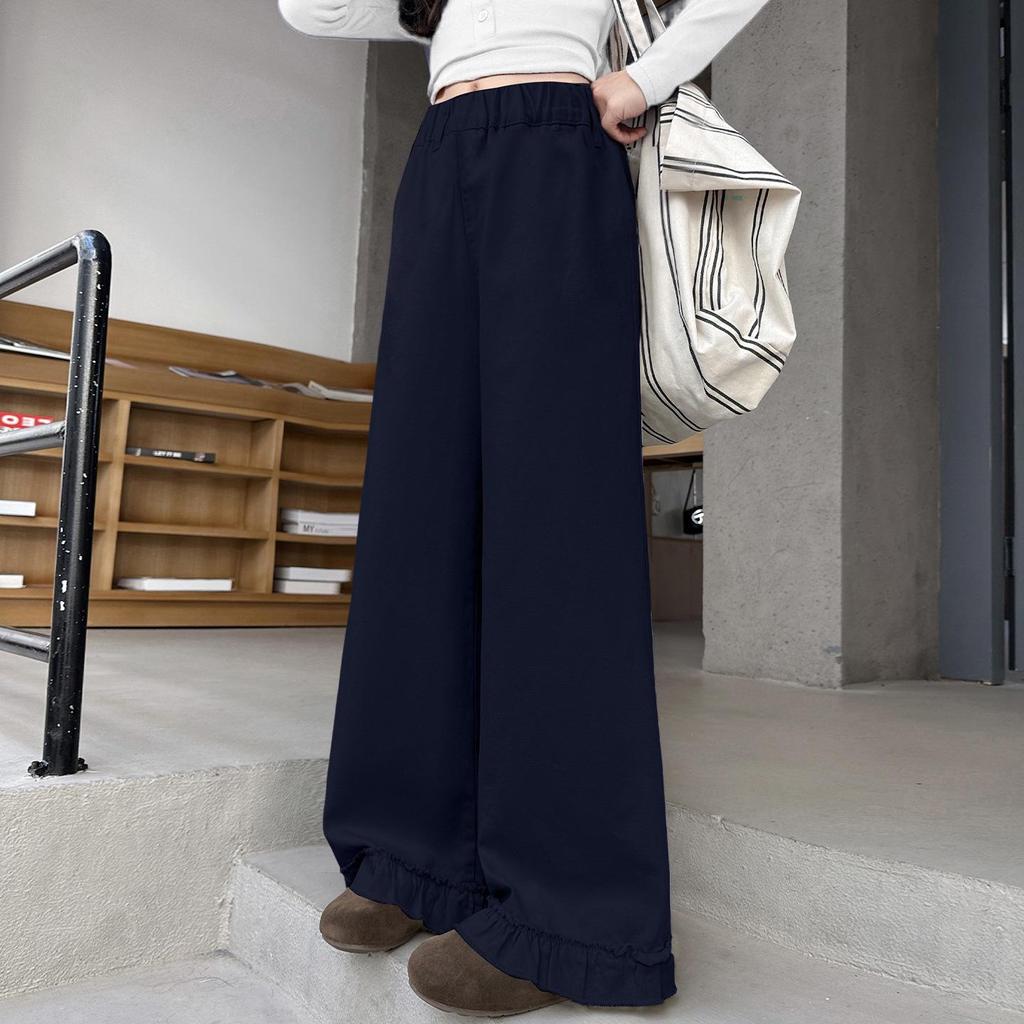 Модные кружевные брюки-палаццо для девочек на весну и осень - Повседневный стиль прямого кроя для девочек среднего и старшего возраста