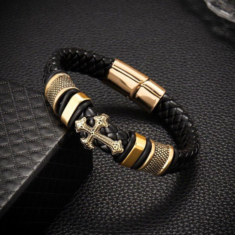 Fashion New arrival Stylish Retro multi-layer leather bracelet Fashion Trendy Men magnetic buckle commemorative gift jewelry bracelet