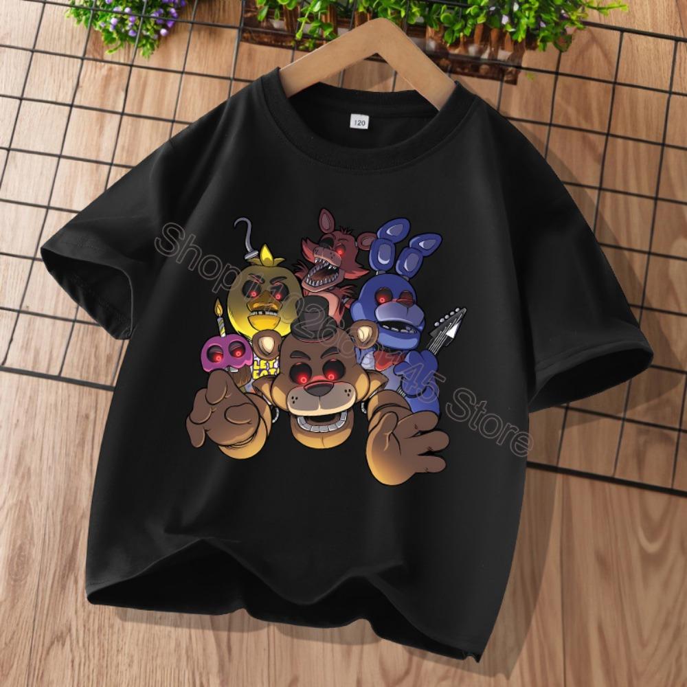 Новые детские футболки Five Nights At Freddys FNAF с мультяшным принтом Детские повседневные спортивные топы с короткими рукавами Детская одежда