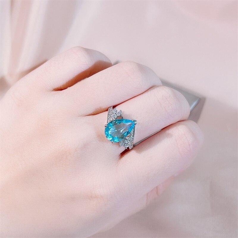 BELLA BOX Роскошные кольца для женщин с цирконом в форме капли воды, открытое кольцо, подарок для свадебной вечеринки