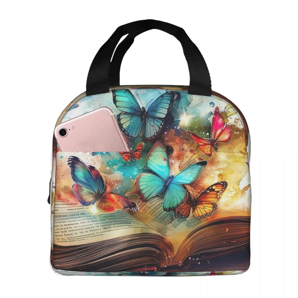 A Fluorescent Butterfly On The Book Of Life Insulated Lunch Bag for Women Children Leakproof Food Boxes Thermal Lunch Box Tote