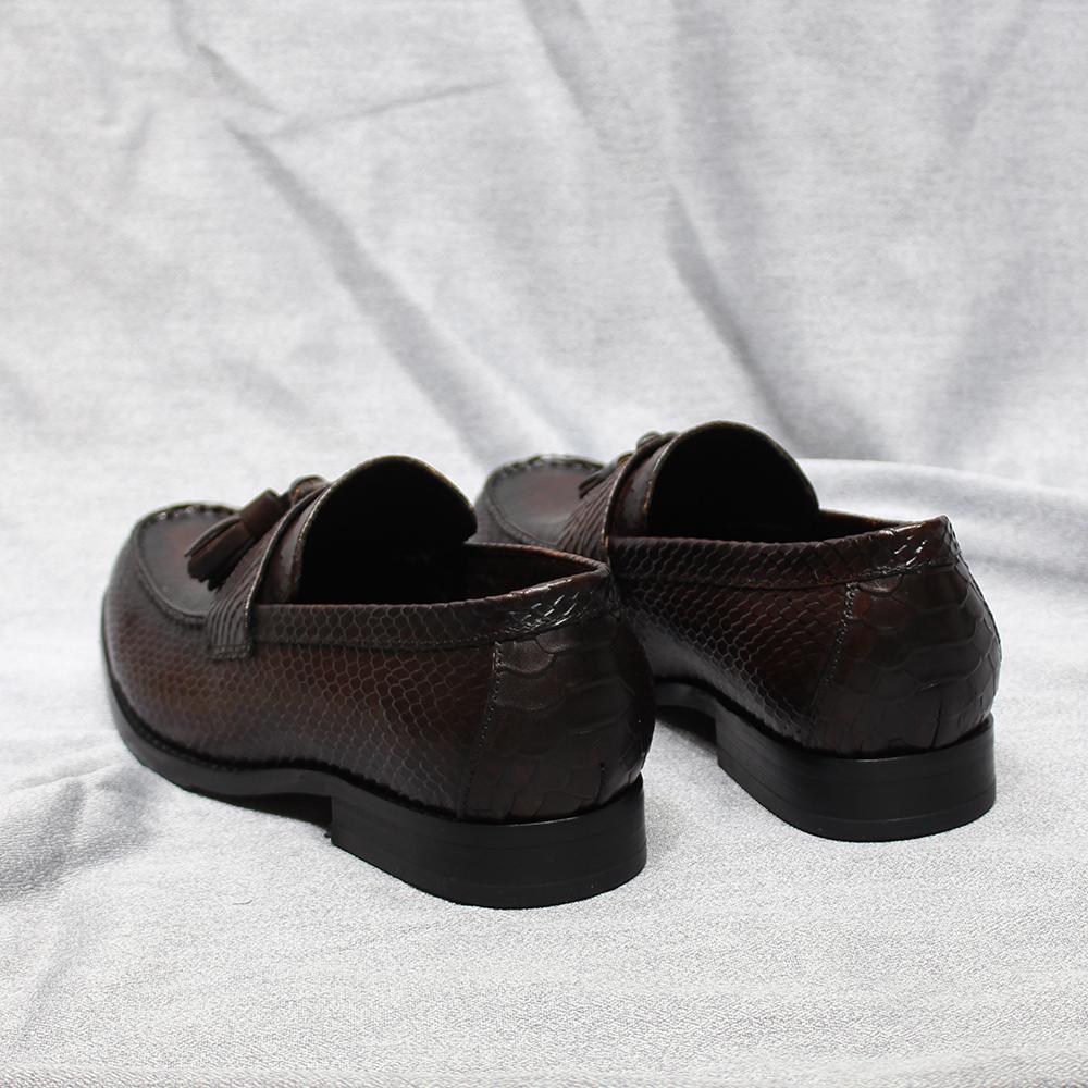 Fashion Italian Style Men's Tassel Loafers Genuine Leather Snake Pattern Slip On Wedding Party Office Dress Shoes for Men Casual Loafers